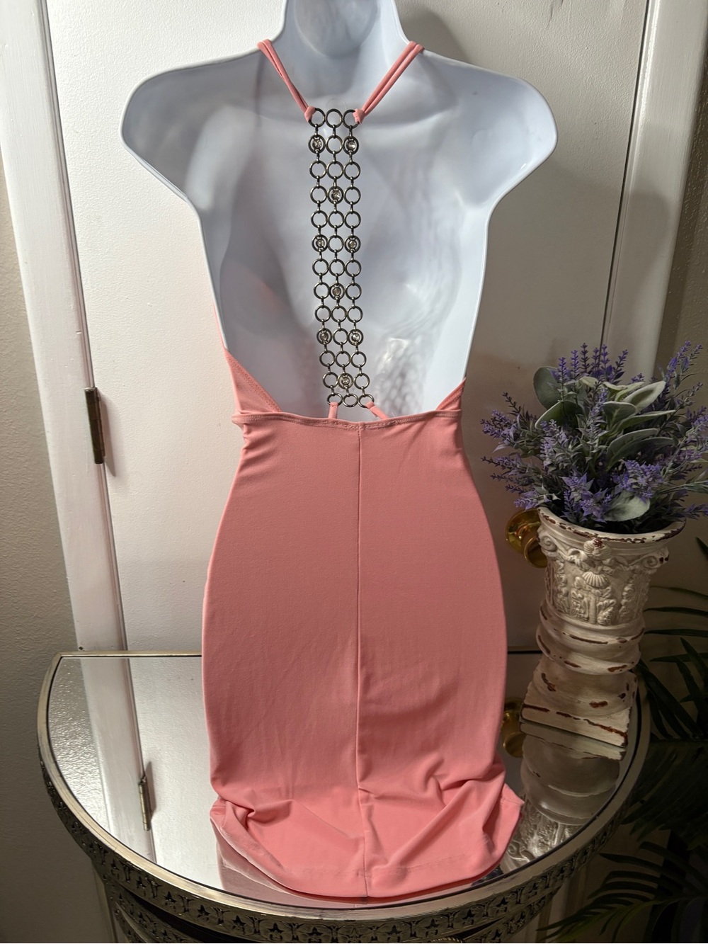 Entry Pink Halter Ruched Mini Dress - Picture 2 of 4